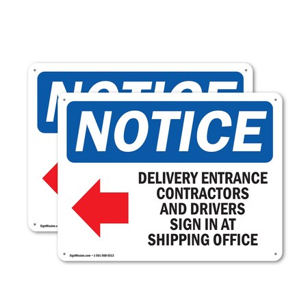 Signmission Delivery Entrance Contractors OSHA Notice Sign, Plastic, 24in W x 18in L, 2PK OS-2PACK-NS-P-1824-L-10966